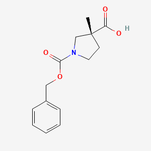 (R)-1-((Benzyloxy)carbonyl)-3-methylpyrrolidine-3-carboxylic acid chemical structure (CAS 1412254-17-1)