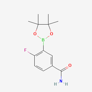 4-Fluoro-3-(4,4,5,5-tetramethyl-1,3,2-dioxaborolan-2-yl)benzamide chemical structure (CAS 1412905-42-0)