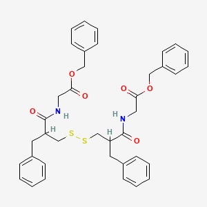 Dibenzyl 2,2'-((3,3'-disulfanediylbis(2-benzylpropanoyl))bis(azanediyl))diacetate chemical structure (CAS 141437-88-9)