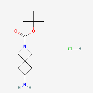tert-Butyl 6-amino-2-azaspiro[3.3]heptane-2-carboxylate hydrochloride chemical structure (CAS 1414958-13-6)