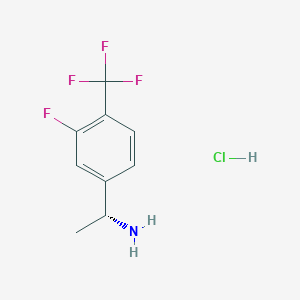 (R)-1-(3-Fluoro-4-(trifluoromethyl)phenyl)ethanamine hydrochloride chemical structure (CAS 1415257-82-7)