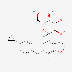 (2S,3R,4R,5S,6R)-2-(7-Chloro-6-(4-cyclopropylbenzyl)-2,3-dihydrobenzofuran-4-yl)-6-(hydroxymethyl)tetrahydro-2H-pyran-3,4,5-triol chemical structure (CAS 1415472-28-4)