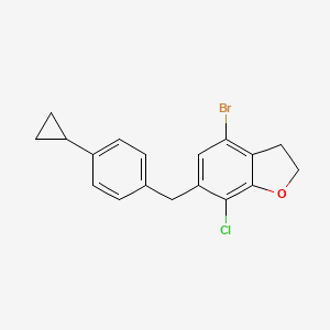 4-Bromo-7-chloro-6-(4-cyclopropylbenzyl)-2,3-dihydrobenzofuran chemical structure (CAS 1415477-23-4)