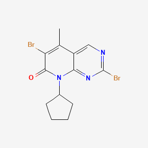 2,6-Dibromo-8-cyclopentyl-5-methylpyrido[2,3-d]pyrimidin-7(8H)-one chemical structure (CAS 1415560-29-0)