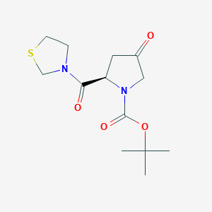 tert-Butyl (R)-4-oxo-2-(thiazolidine-3-carbonyl)pyrrolidine-1-carboxylate chemical structure (CAS 1415908-67-6)
