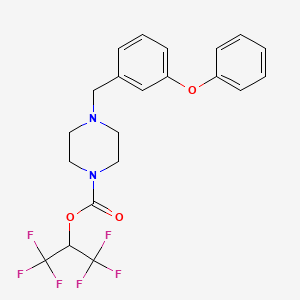 1,1,1,3,3,3-Hexafluoropropan-2-yl 4-(3-phenoxybenzyl)piperazine-1-carboxylate chemical structure (CAS 1416133-89-5)