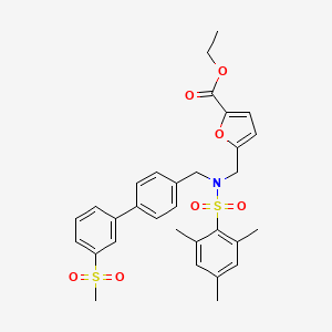 Ethyl 5-(((2,4,6-trimethyl-N-((3'-(methylsulfonyl)-[1,1'-biphenyl]-4-yl)methyl)phenyl)sulfonamido)methyl)furan-2-carboxylate chemical structure (CAS 1416153-62-2)