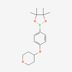 4,4,5,5-Tetramethyl-2-(4-((tetrahydro-2H-pyran-4-yl)oxy)phenyl)-1,3,2-dioxaborolane chemical structure (CAS 1416157-80-6)