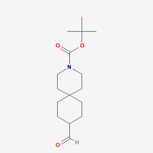 tert-Butyl 9-formyl-3-azaspiro[5.5]undecane-3-carboxylate chemical structure (CAS 1416176-14-1)