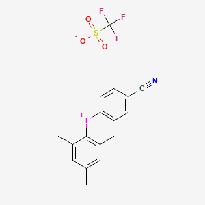 (4-Cyanophenyl)(mesityl)iodonium trifluoromethanesulfonate chemical structure (CAS 1416277-02-5)