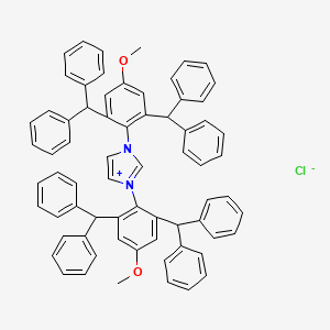 1,3-Bis(2,6-dibenzhydryl-4-methoxyphenyl)-1H-imidazol-3-ium chloride chemical structure (CAS 1416368-03-0)