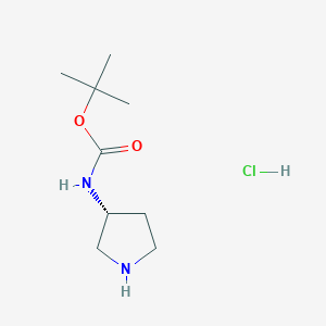 (R)-tert-Butyl pyrrolidin-3-ylcarbamate hydrochloride chemical structure (CAS 1416450-63-9)