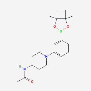 N-(1-(3-(4,4,5,5-Tetramethyl-1,3,2-dioxaborolan-2-yl)phenyl)piperidin-4-yl)acetamide chemical structure (CAS 1416775-90-0)