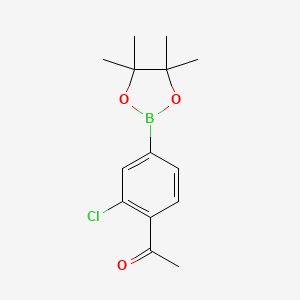 1-(2-Chloro-4-(4,4,5,5-tetramethyl-1,3,2-dioxaborolan-2-yl)phenyl)ethanone chemical structure (CAS 1417036-32-8)