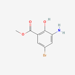 Methyl 3-amino-5-bromo-2-hydroxybenzenecarboxylate chemical structure (CAS 141761-82-2)