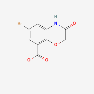 Methyl 6-bromo-3-oxo-3,4-dihydro-2H-benzo[b][1,4]oxazine-8-carboxylate chemical structure (CAS 141761-85-5)
