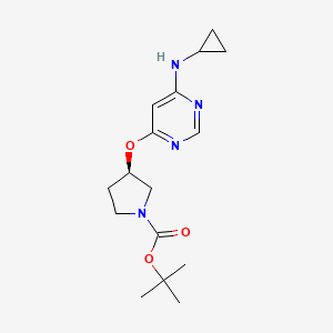 (R)-tert-Butyl 3-((6-(cyclopropylamino)pyrimidin-4-yl)oxy)pyrrolidine-1-carboxylate chemical structure (CAS 1417789-30-0)