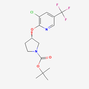 (S)-tert-Butyl 3-((3-chloro-5-(trifluoromethyl)pyridin-2-yl)oxy)pyrrolidine-1-carboxylate chemical structure (CAS 1417789-41-3)