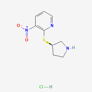 (R)-3-Nitro-2-(pyrrolidin-3-ylthio)pyridine hydrochloride chemical structure (CAS 1417789-69-5)