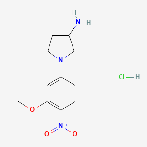 1-(3-Methoxy-4-nitrophenyl)pyrrolidin-3-amine hydrochloride chemical structure (CAS 1417793-05-5)