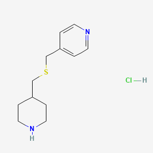 4-(((Piperidin-4-ylmethyl)thio)methyl)pyridine hydrochloride chemical structure (CAS 1417793-34-0)
