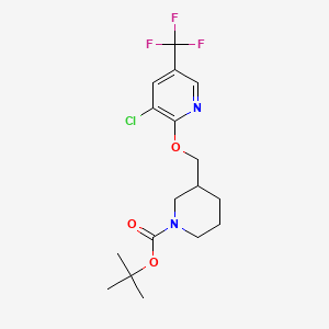 tert-Butyl 3-(((3-chloro-5-(trifluoromethyl)pyridin-2-yl)oxy)methyl)piperidine-1-carboxylate chemical structure (CAS 1417793-54-4)
