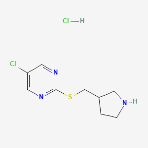 5-Chloro-2-((pyrrolidin-3-ylmethyl)thio)pyrimidine hydrochloride chemical structure (CAS 1417794-07-0)