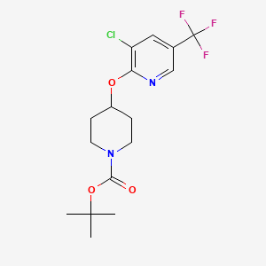 tert-Butyl 4-((3-chloro-5-(trifluoromethyl)pyridin-2-yl)oxy)piperidine-1-carboxylate chemical structure (CAS 1417794-57-0)