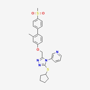 3-(3-(Cyclopentylthio)-5-(((2-methyl-4'-(methylsulfonyl)-[1,1'-biphenyl]-4-yl)oxy)methyl)-4H-1,2,4-triazol-4-yl)pyridine chemical structure (CAS 1418013-75-8)
