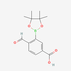 4-Formyl-3-(4,4,5,5-tetramethyl-1,3,2-dioxaborolan-2-yl)benzoic acid chemical structure (CAS 1418129-38-0)