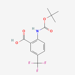 2-((tert-Butoxycarbonyl)amino)-5-(trifluoromethyl)benzoic acid chemical structure (CAS 141940-29-6)