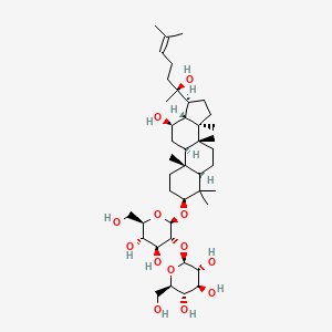(2S,3R,4S,5S,6R)-2-(((2R,3R,4S,5S,6R)-4,5-Dihydroxy-2-(((3S,5R,8R,9R,10R,12R,13R,14R,17S)-12-hydroxy-17-((S)-2-hydroxy-6-methylhept-5-en-2-yl)-4,4,8,10,14-pentamethylhexadecahydro-1H-cyclopenta[a]phenanthren-3-yl)oxy)-6-(hydroxymethyl)tetrahydro-2H-pyran-3-yl)oxy)-6-(hydroxymethyl)tetrahydro-2H-pyran-3,4,5-triol chemical structure (CAS 14197-60-5)