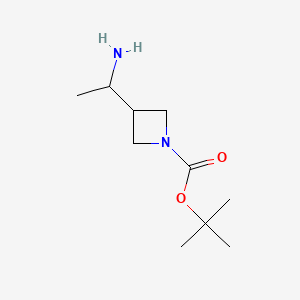tert-Butyl 3-(1-aminoethyl)azetidine-1-carboxylate chemical structure (CAS 1420852-13-6)