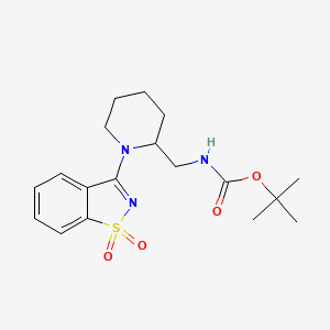 tert-Butyl ((1-(1,1-dioxidobenzo[d]isothiazol-3-yl)piperidin-2-yl)methyl)carbamate chemical structure (CAS 1420859-79-5)