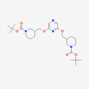 Di-tert-Butyl 3,3'-((pyrazine-2,6-diylbis(oxy))bis(methylene))bis(piperidine-1-carboxylate) chemical structure (CAS 1420983-97-6)