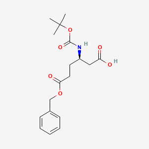 (R)-6-(Benzyloxy)-3-((tert-butoxycarbonyl)amino)-6-oxohexanoic acid chemical structure (CAS 1421258-63-0)