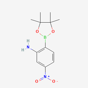 5-Nitro-2-(4,4,5,5-tetramethyl-1,3,2-dioxaborolan-2-yl)aniline chemical structure (CAS 1421322-60-2)