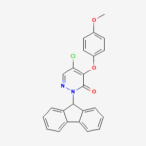 5-Chloro-2-(9H-fluoren-9-yl)-4-(4-methoxyphenoxy)pyridazin-3(2H)-one chemical structure (CAS 1421365-63-0)