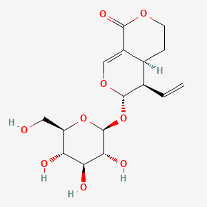 (4aS,5R,6S)-6-(((2S,3R,4S,5S,6R)-3,4,5-Trihydroxy-6-(hydroxymethyl)tetrahydro-2H-pyran-2-yl)oxy)-5-vinyl-4,4a,5,6-tetrahydro-1H,3H-pyrano[3,4-c]pyran-1-one chemical structure (CAS 14215-86-2)