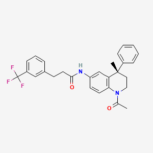 (S)-N-(1-Acetyl-4-methyl-4-phenyl-1,2,3,4-tetrahydroquinolin-6-yl)-3-(3-(trifluoromethyl)phenyl)propanamide chemical structure (CAS 1421683-12-6)