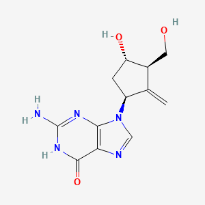 2-Amino-9-((1S,3R,4S)-4-hydroxy-3-(hydroxymethyl)-2-methylenecyclopentyl)-1H-purin-6(9H)-one chemical structure (CAS 142217-69-4)