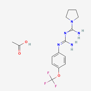 N-(N-(4-(Trifluoromethoxy)phenyl)carbamimidoyl)pyrrolidine-1-carboximidamide acetate chemical structure (CAS 1422365-94-3)