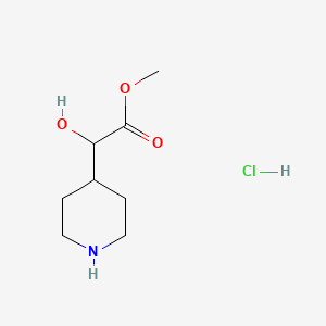 Methyl 2-hydroxy-2-(piperidin-4-yl)acetate hydrochloride chemical structure (CAS 1423026-48-5)