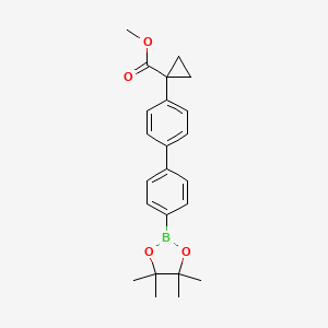 Methyl 1-(4'-(4,4,5,5-tetramethyl-1,3,2-dioxaborolan-2-yl)-[1,1'-biphenyl]-4-yl)cyclopropane-1-carboxylate chemical structure (CAS 1423700-75-7)