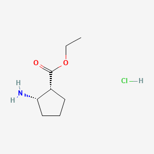 (1R,2S)-rel-Ethyl 2-aminocyclopentanecarboxylate hydrochloride chemical structure (CAS 142547-15-7)
