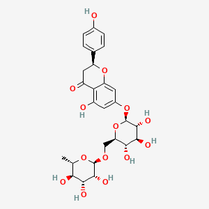 (S)-5-Hydroxy-2-(4-hydroxyphenyl)-7-(((2S,3R,4S,5S,6R)-3,4,5-trihydroxy-6-((((2R,3R,4R,5R,6S)-3,4,5-trihydroxy-6-methyltetrahydro-2H-pyran-2-yl)oxy)methyl)tetrahydro-2H-pyran-2-yl)oxy)chroman-4-one chemical structure (CAS 14259-46-2)