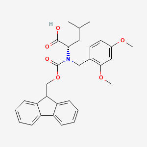 N-(((9H-Fluoren-9-yl)methoxy)carbonyl)-N-(2,4-dimethoxybenzyl)-L-leucine chemical structure (CAS 1425938-65-3)