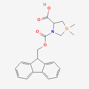 1-(((9H-Fluoren-9-yl)methoxy)carbonyl)-3,3-dimethyl-1,3-azasilolidine-5-carboxylic acid chemical structure (CAS 1425942-11-5)