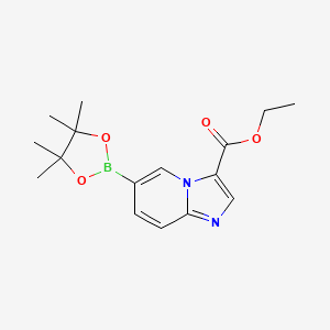 Ethyl 6-(4,4,5,5-tetramethyl-1,3,2-dioxaborolan-2-yl)imidazo[1,2-a]pyridine-3-carboxylate chemical structure (CAS 1426136-45-9)