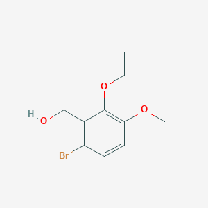 (6-Bromo-2-ethoxy-3-methoxyphenyl)methanol chemical structure (CAS 1427028-39-4)